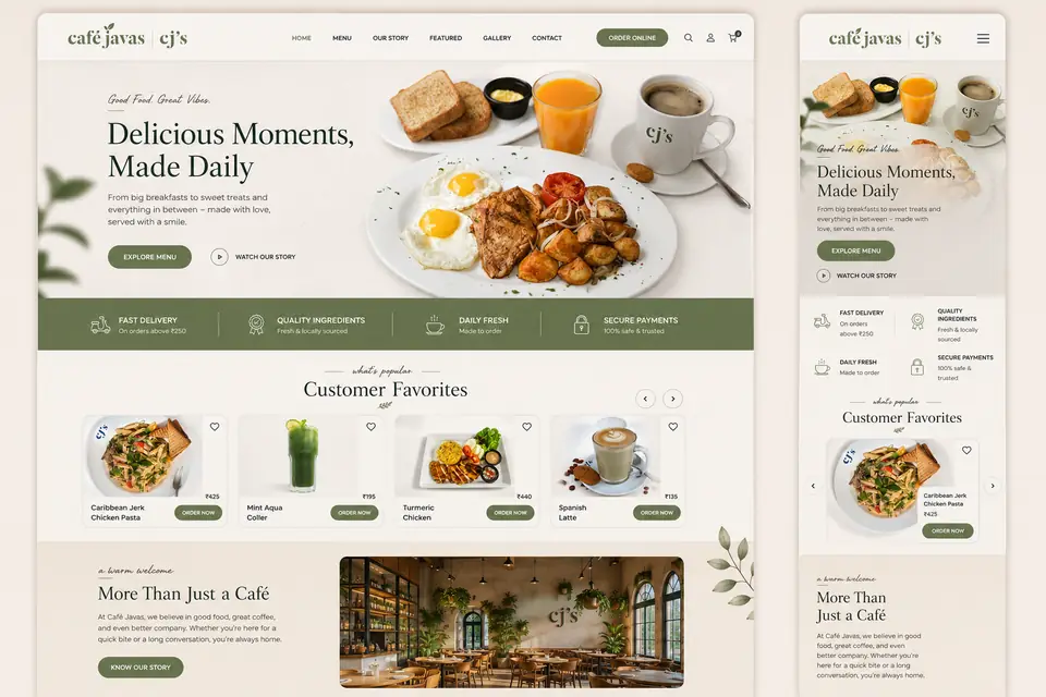 Cafe Javas project by Limbani Softwares